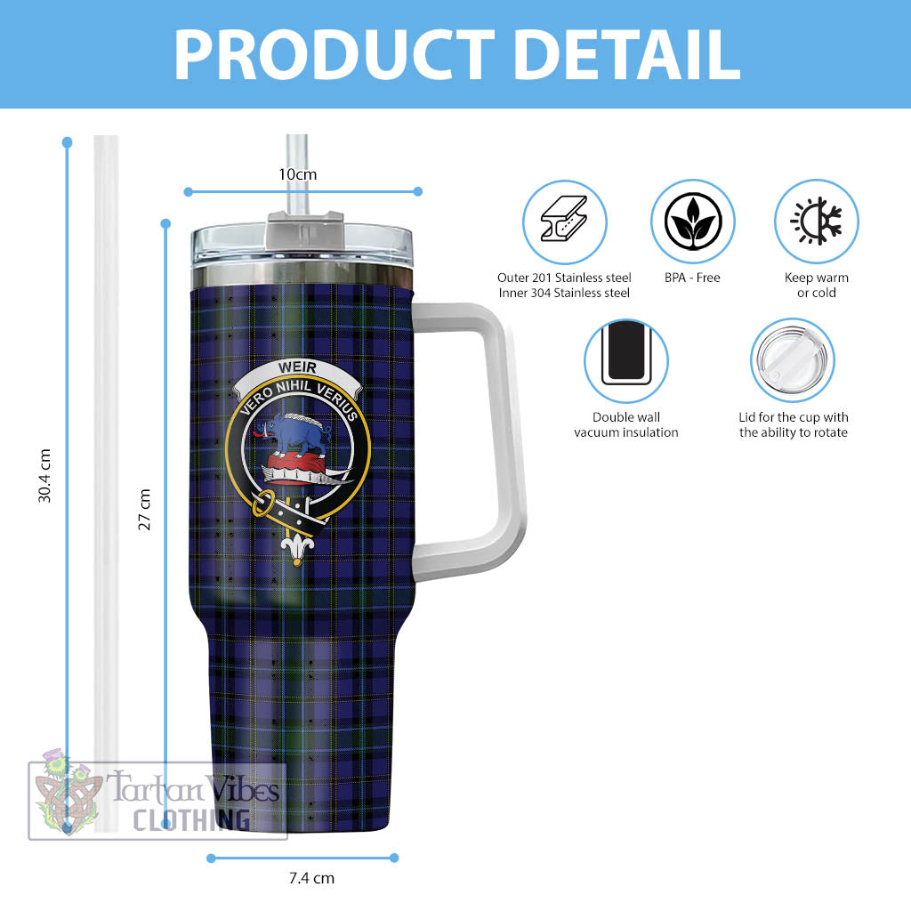 Tartan Vibes Clothing Weir Tartan and Family Crest Tumbler with Handle