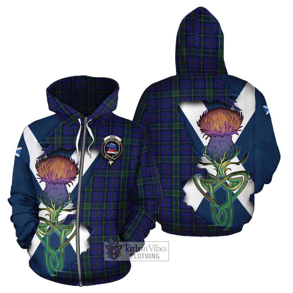 Tartan Vibes Clothing Weir Tartan Family Crest Cotton Hoodie Scottish Thistle Celtic Inspired