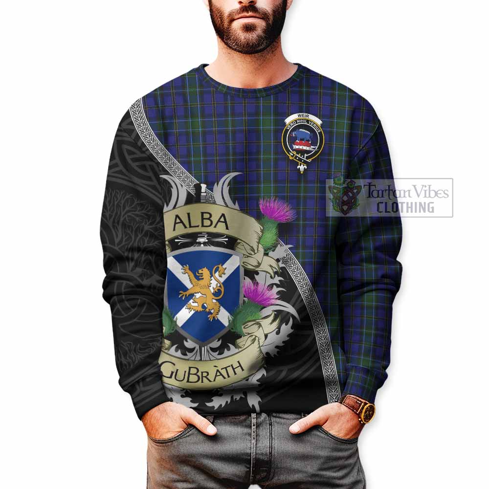 Tartan Vibes Clothing Weir Tartan Family Crest Sweatshirt Lion Rampant Royal Thistle Shield Celtic Inspired