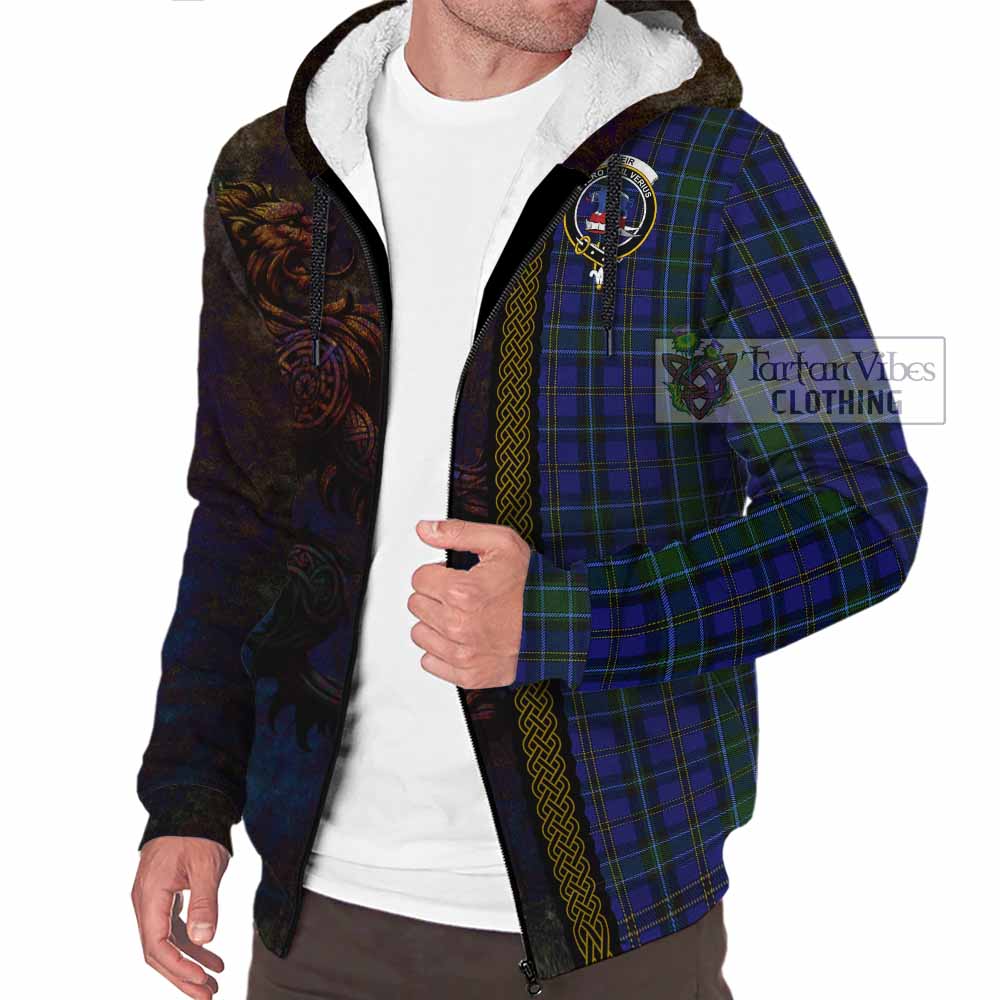 Tartan Vibes Clothing Weir Tartan Family Crest Sherpa Hoodie Alba Gu Brath Be Brave Lion Ancient Style