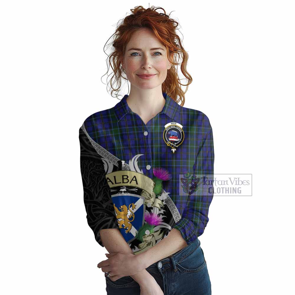 Tartan Vibes Clothing Weir Tartan Family Crest Women's Casual Shirt Lion Rampant Royal Thistle Shield Celtic Inspired