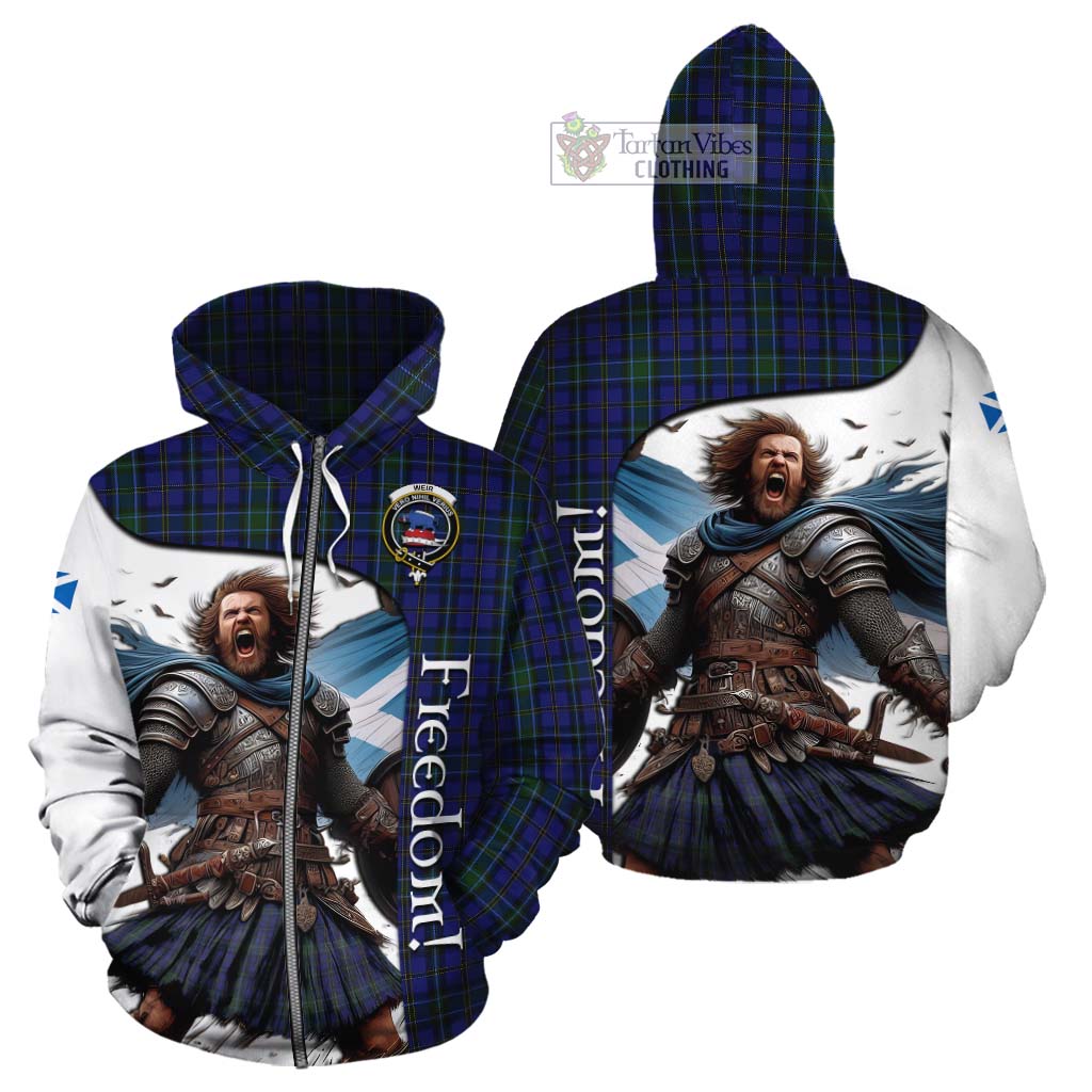 Tartan Vibes Clothing Weir Crest Tartan Cotton Hoodie Inspired by the Freedom of Scottish Warrior