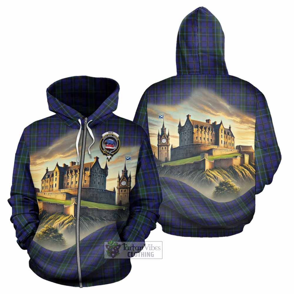 Tartan Vibes Clothing Weir Tartan Family Crest Hoodie with Scottish Ancient Castle Style