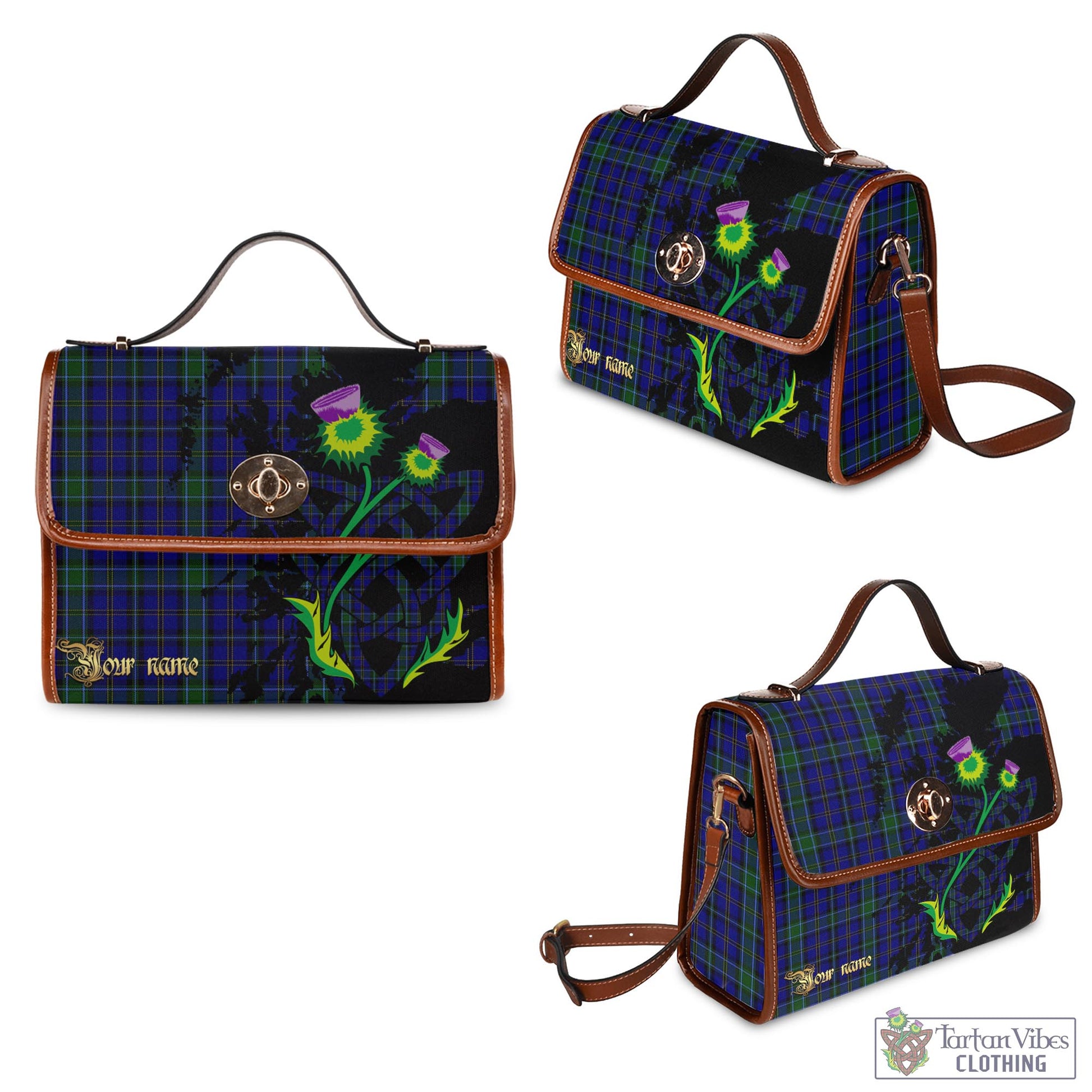 Tartan Vibes Clothing Weir Tartan Waterproof Canvas Bag with Scotland Map and Thistle Celtic Accents