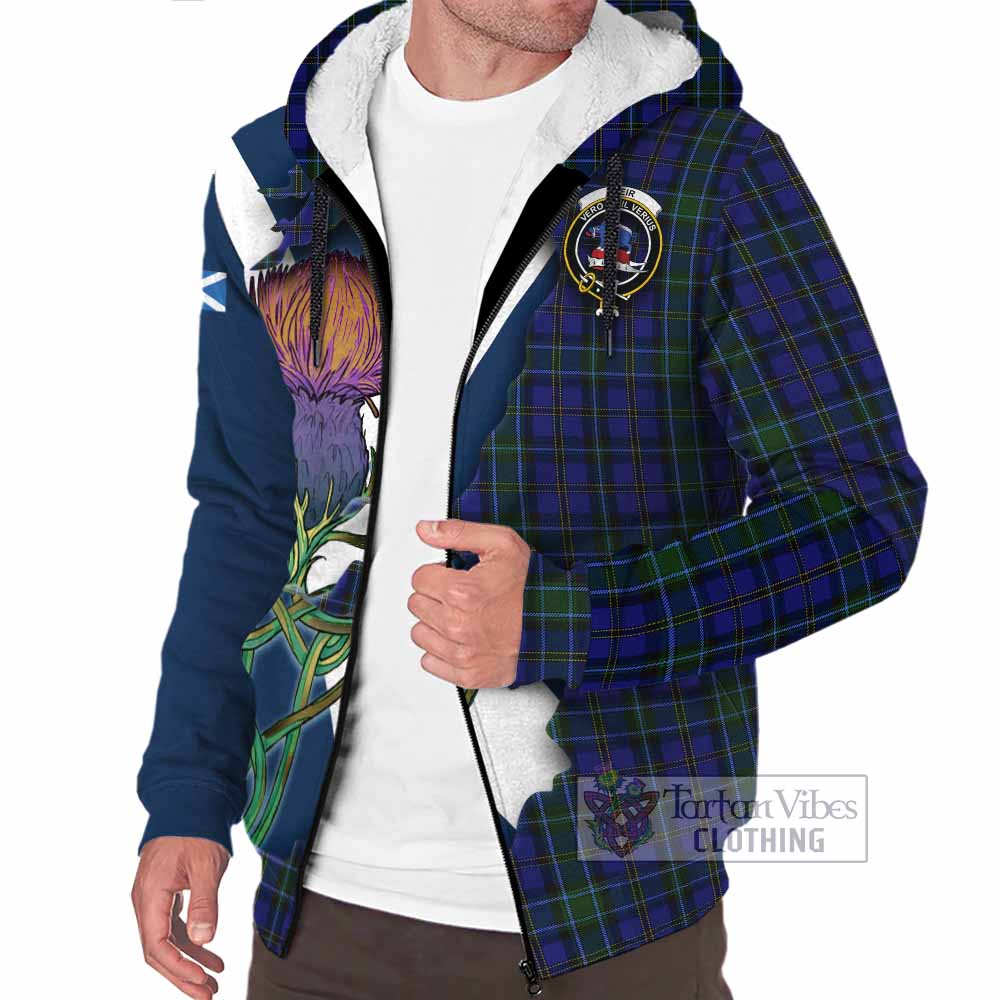 Tartan Vibes Clothing Weir Tartan Family Crest Sherpa Hoodie Scottish Thistle Celtic Inspired