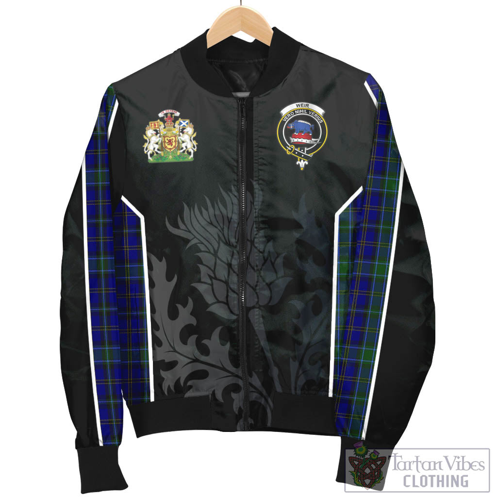 Tartan Vibes Clothing Weir Tartan Bomber Jacket with Family Crest and Scottish Thistle Vibes Sport Style