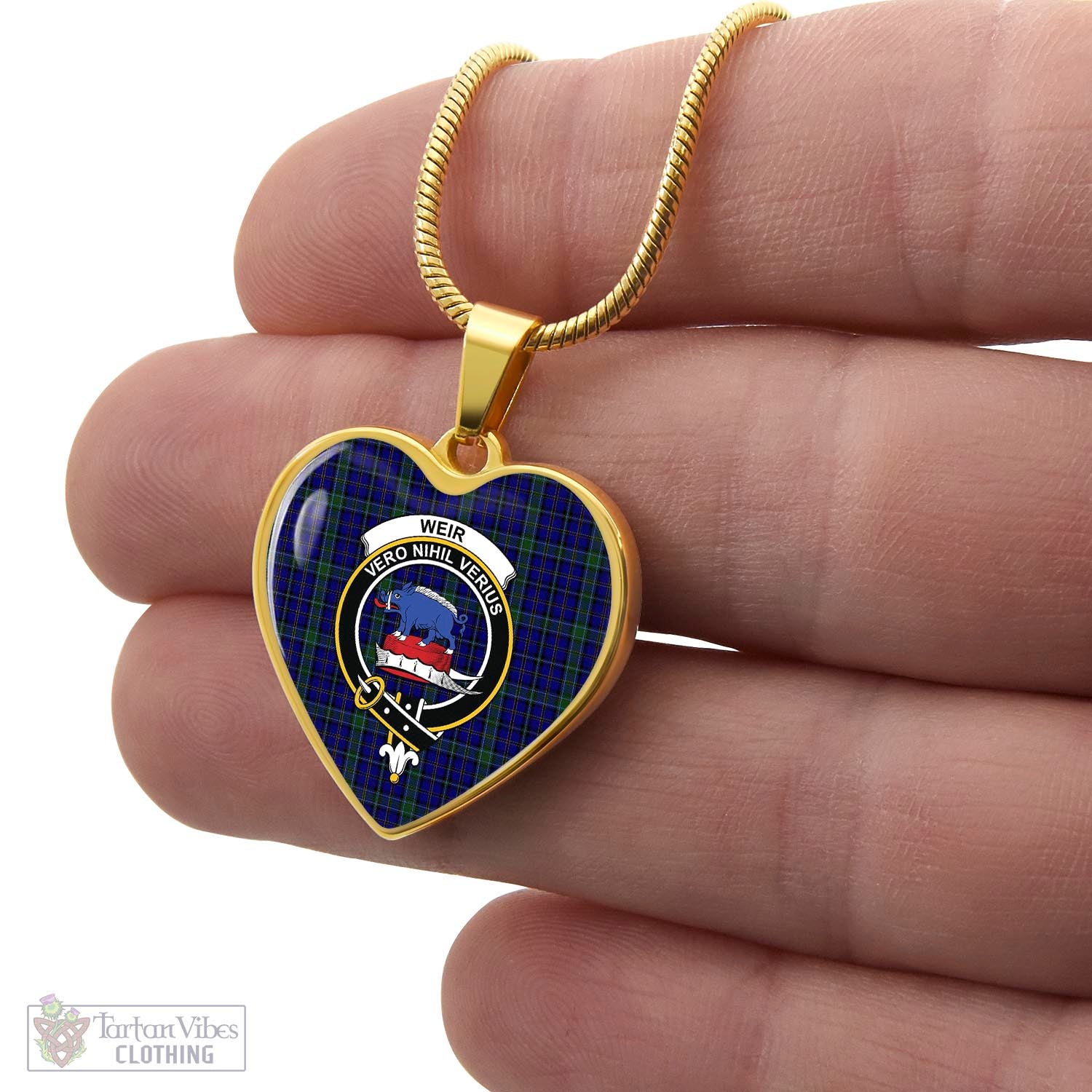 Tartan Vibes Clothing Weir Tartan Heart Necklace with Family Crest