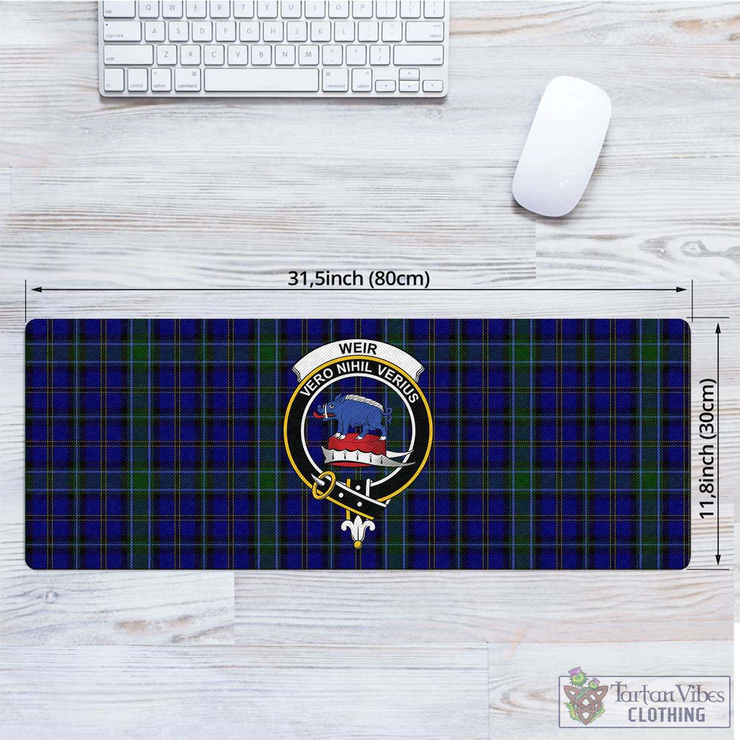 Tartan Vibes Clothing Weir Tartan Mouse Pad with Family Crest