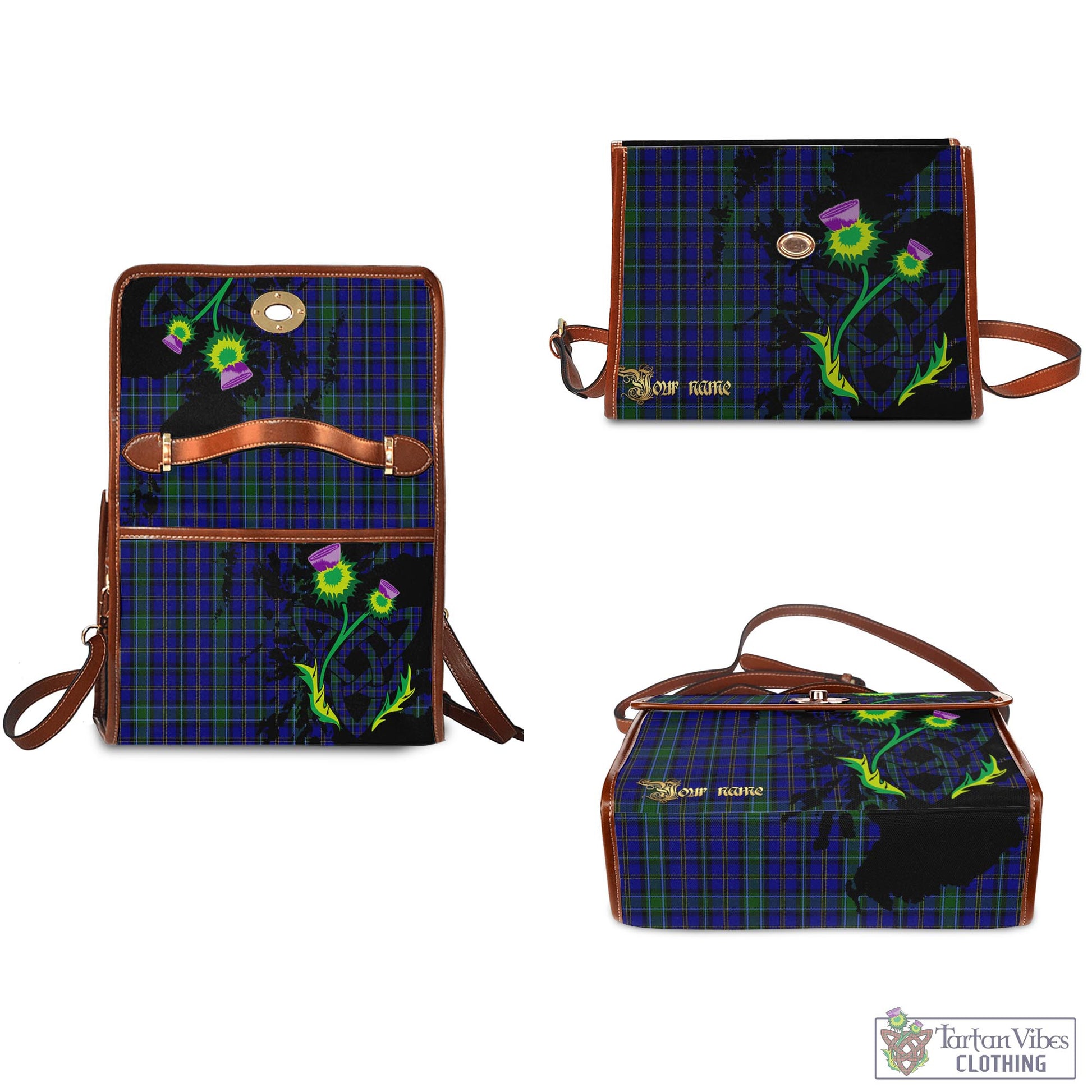 Tartan Vibes Clothing Weir Tartan Waterproof Canvas Bag with Scotland Map and Thistle Celtic Accents