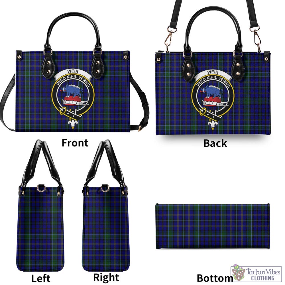Tartan Vibes Clothing Weir Tartan Luxury Leather Handbags with Family Crest