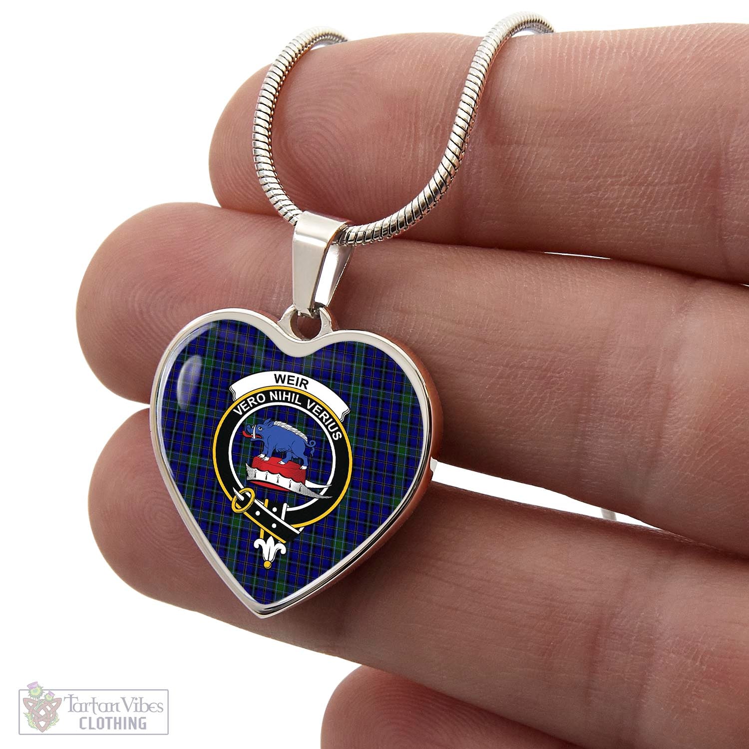 Tartan Vibes Clothing Weir Tartan Heart Necklace with Family Crest