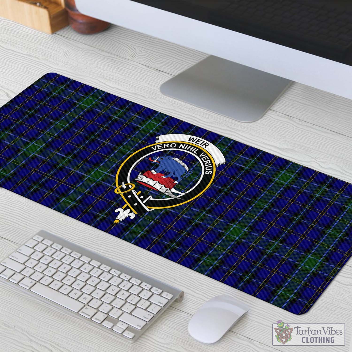 Tartan Vibes Clothing Weir Tartan Mouse Pad with Family Crest