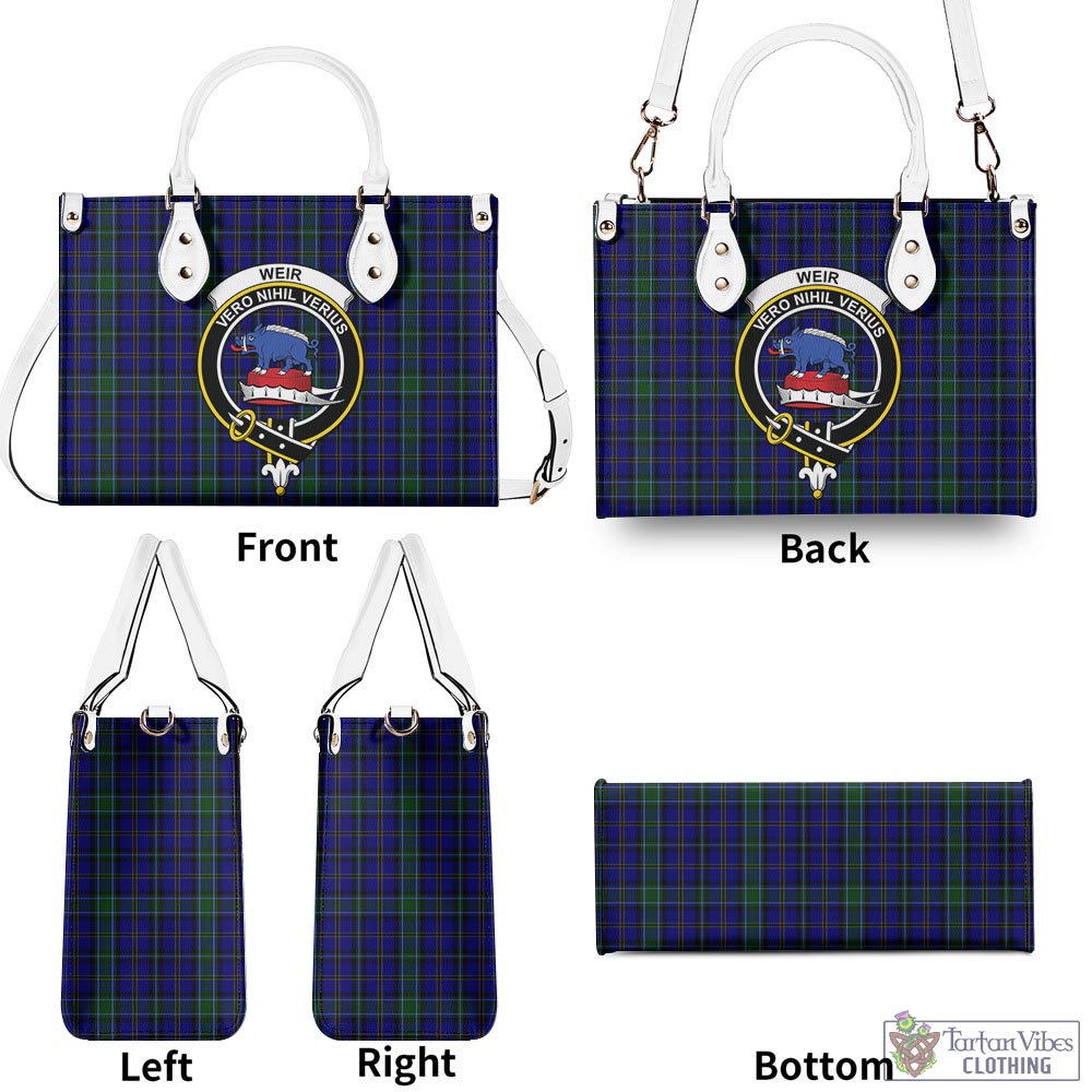 Tartan Vibes Clothing Weir Tartan Luxury Leather Handbags with Family Crest