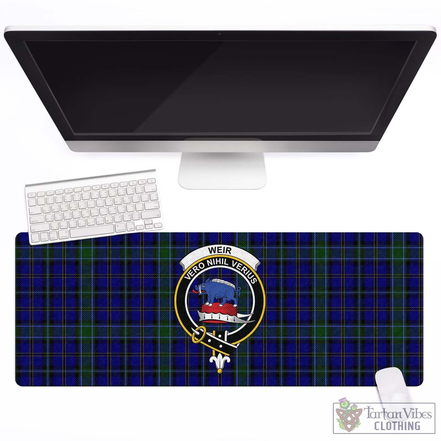 Tartan Vibes Clothing Weir Tartan Mouse Pad with Family Crest