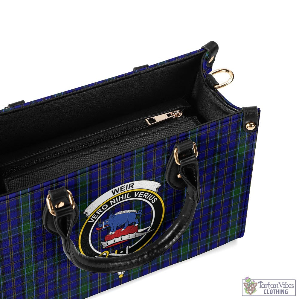 Tartan Vibes Clothing Weir Tartan Luxury Leather Handbags with Family Crest