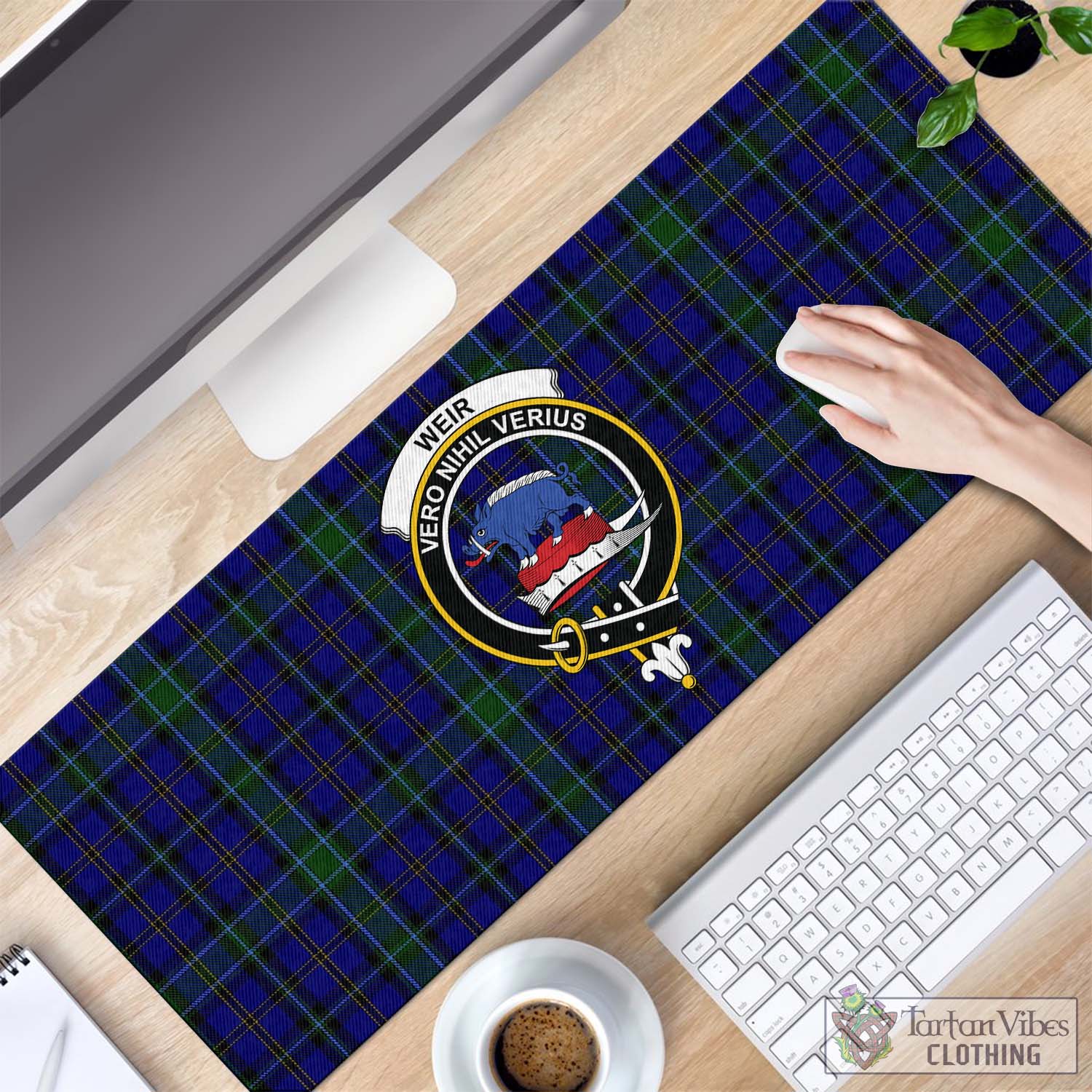 Tartan Vibes Clothing Weir Tartan Mouse Pad with Family Crest