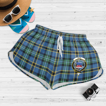 Weir Ancient Tartan Womens Shorts with Family Crest