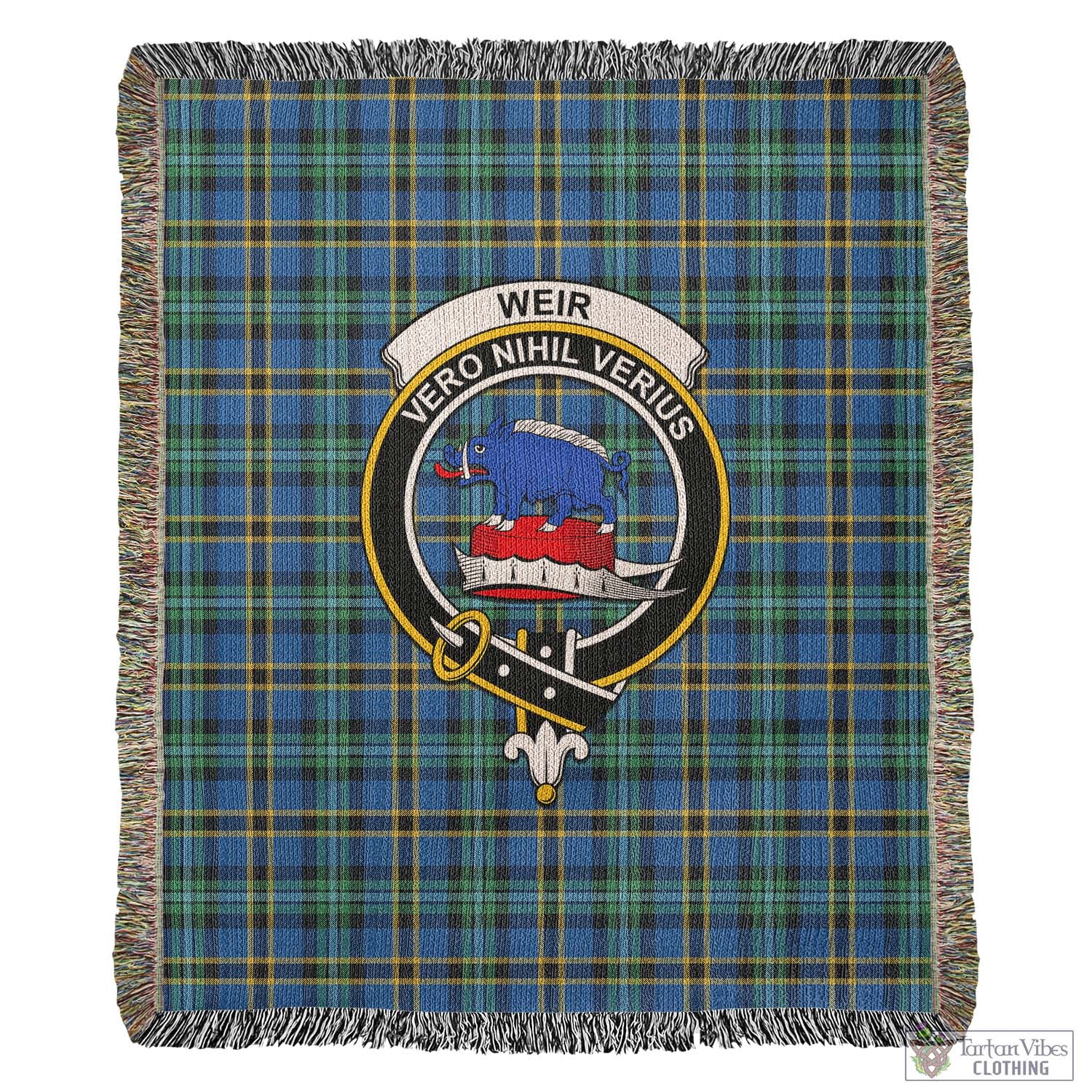 Tartan Vibes Clothing Weir Ancient Tartan Woven Blanket with Family Crest