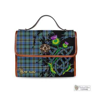 Weir Ancient Tartan Waterproof Canvas Bag with Scotland Map and Thistle Celtic Accents