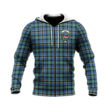 Weir Ancient Tartan Knitted Hoodie with Family Crest