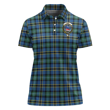 Weir Ancient Tartan Polo Shirt with Family Crest For Women