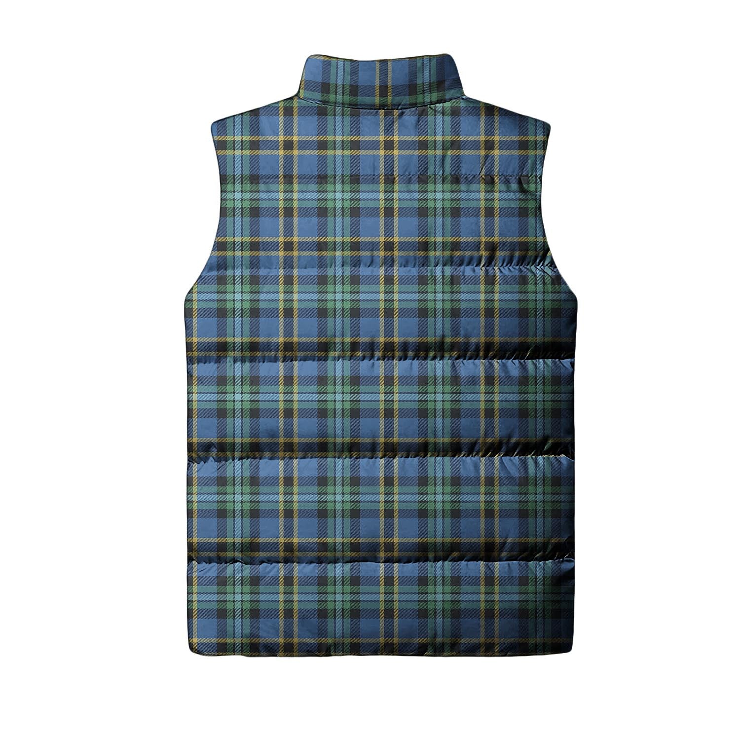 Weir Ancient Tartan Sleeveless Puffer Jacket with Family Crest - Tartanvibesclothing