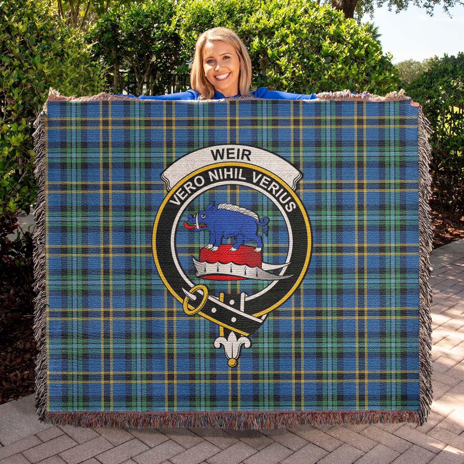 Tartan Vibes Clothing Weir Ancient Tartan Woven Blanket with Family Crest