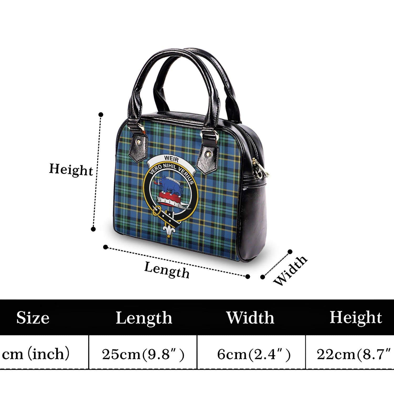 Weir Ancient Tartan Shoulder Handbags with Family Crest - Tartanvibesclothing