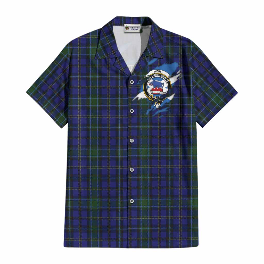 Weir Clan Crest In Me Tartan Cotton Hawaiian Shirt Scotland Flag Style