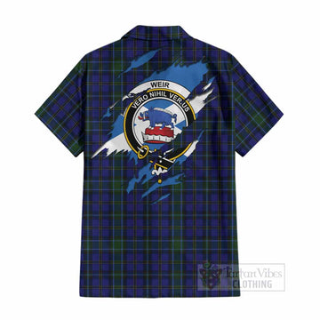 Weir Clan Crest In Me Tartan Cotton Hawaiian Shirt Scotland Flag Style