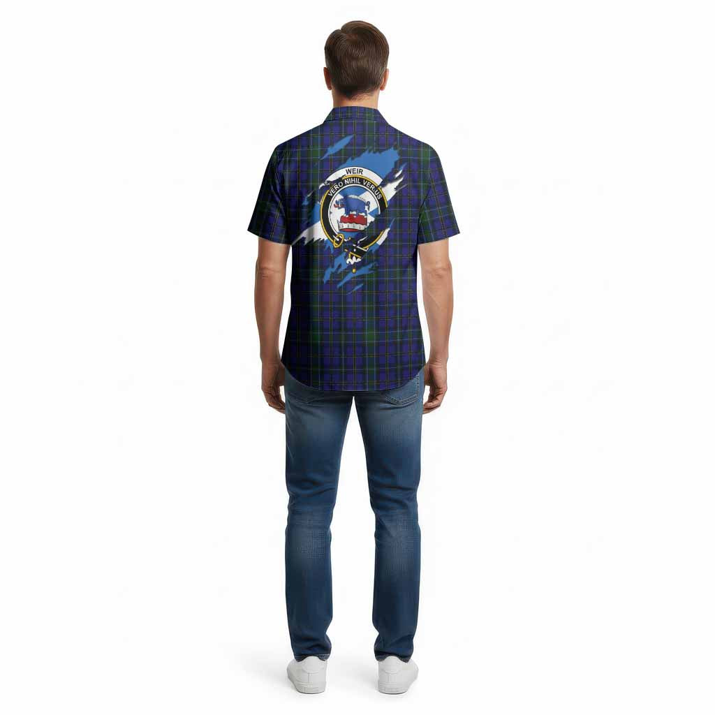 Weir Clan Crest In Me Tartan Cotton Hawaiian Shirt Scotland Flag Style