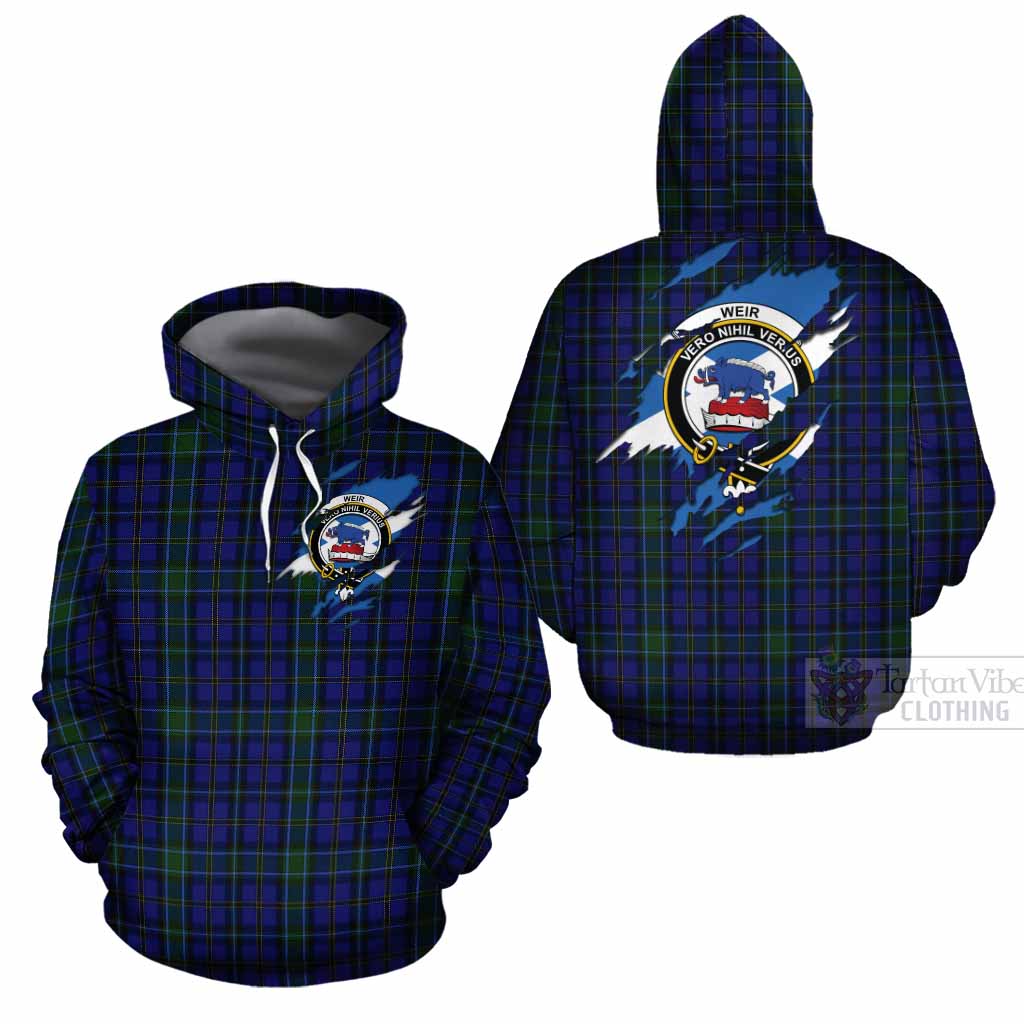 Weir Clan Crest In Me Tartan Cotton Hoodie Scotland Flag Style
