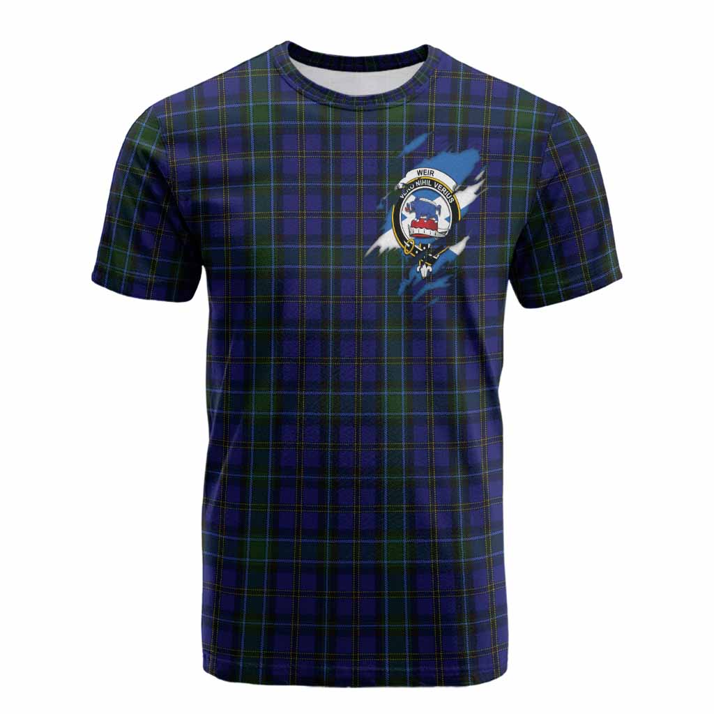 Weir Clan Crest In Me Tartan Cotton T-shirt Scotland Flag Style