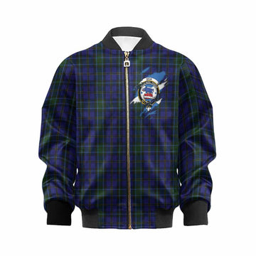 Weir Clan Crest In Me Tartan Kid Bomber Jacket Scotland Flag Style