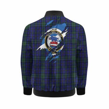 Weir Clan Crest In Me Tartan Kid Bomber Jacket Scotland Flag Style