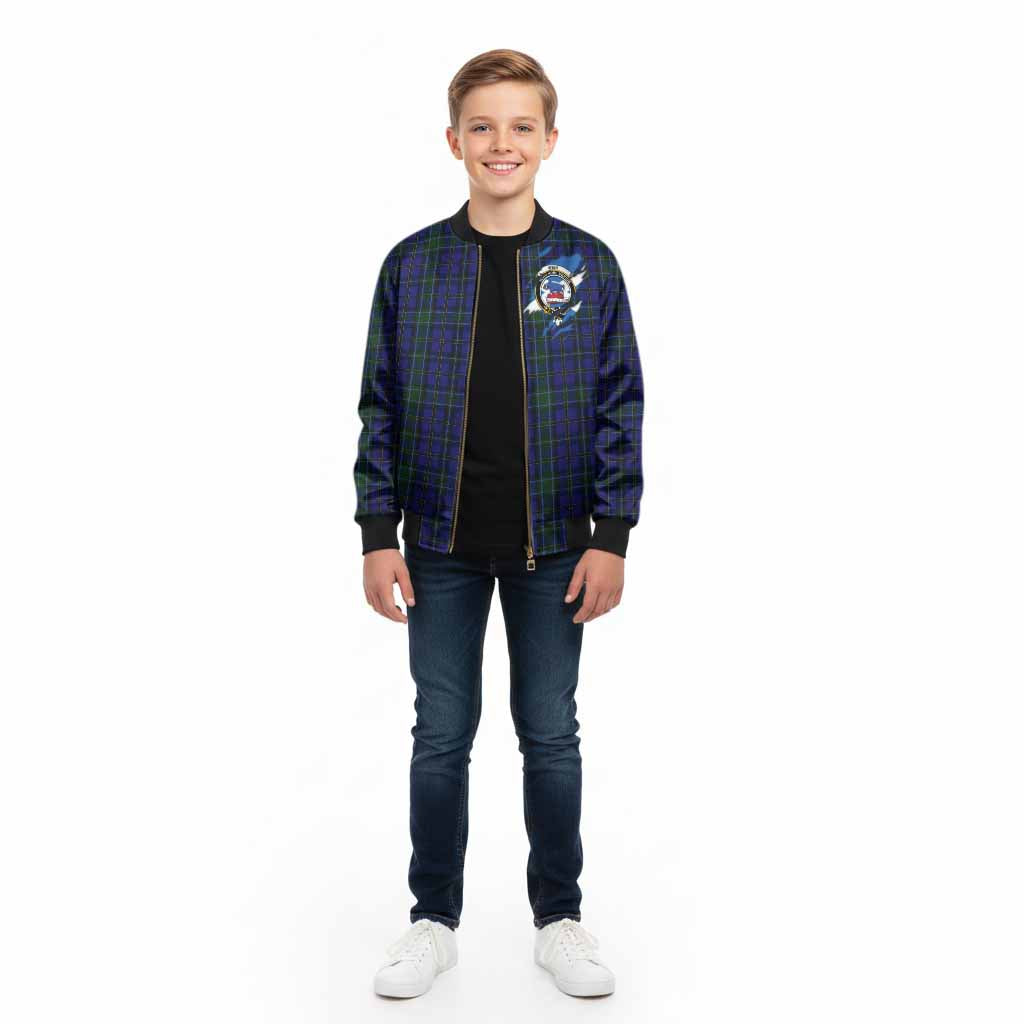 Weir Clan Crest In Me Tartan Kid Bomber Jacket Scotland Flag Style