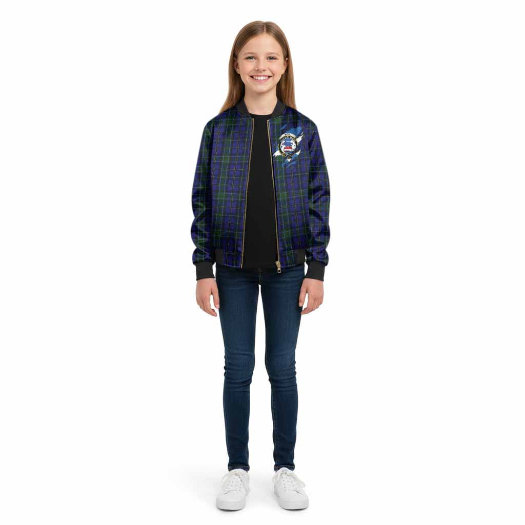 Weir Clan Crest In Me Tartan Kid Bomber Jacket Scotland Flag Style