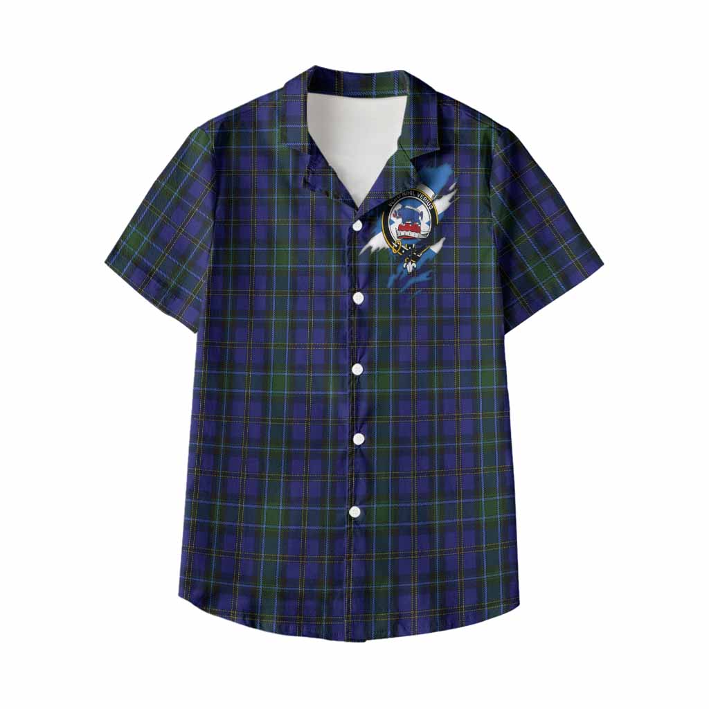 Weir Clan Crest In Me Tartan Kid Hawaiian Shirt Scotland Flag Style