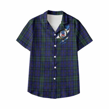 Weir Clan Crest In Me Tartan Kid Hawaiian Shirt Scotland Flag Style