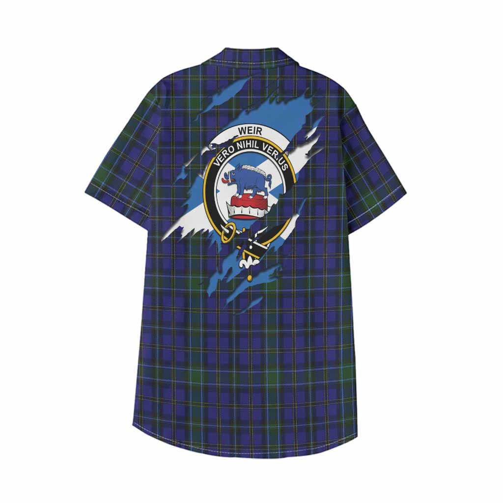 Weir Clan Crest In Me Tartan Kid Hawaiian Shirt Scotland Flag Style