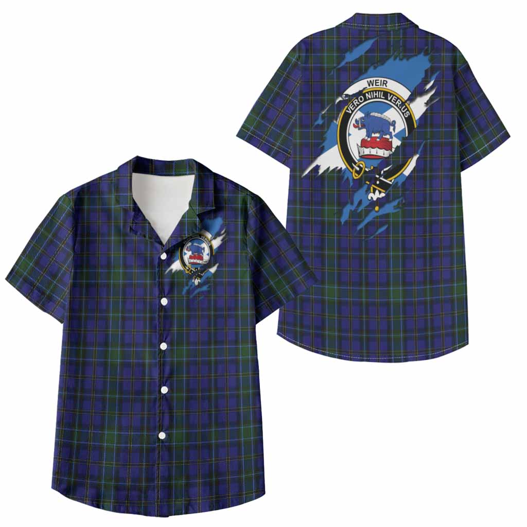 Weir Clan Crest In Me Tartan Kid Hawaiian Shirt Scotland Flag Style