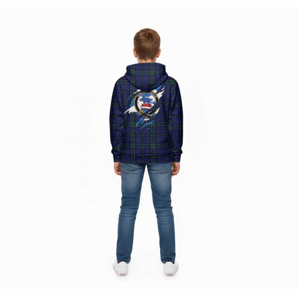Weir Clan Crest In Me Tartan Kid Hoodie Scotland Flag Style