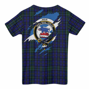 Weir Clan Crest In Me Tartan Kid T-shirt Scotland Flag Style