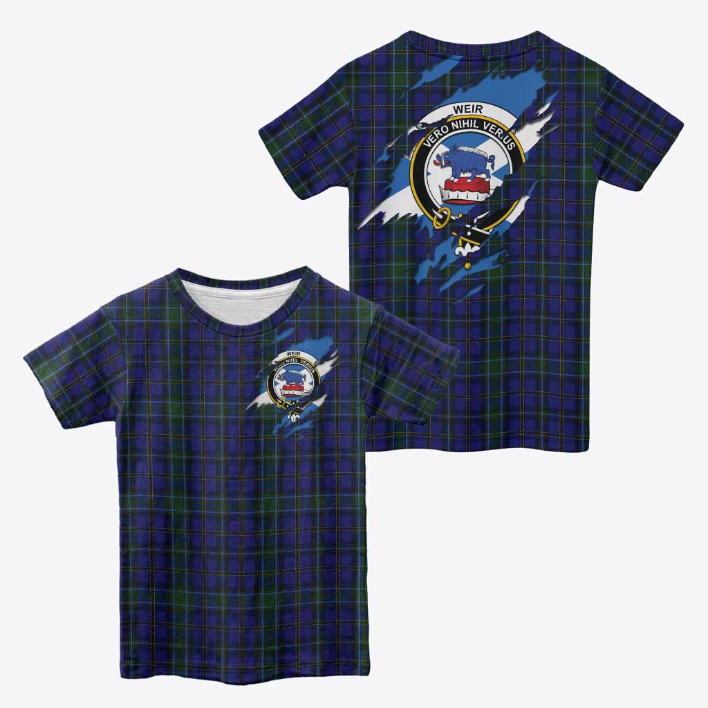 Weir Clan Crest In Me Tartan Kid T-shirt Scotland Flag Style
