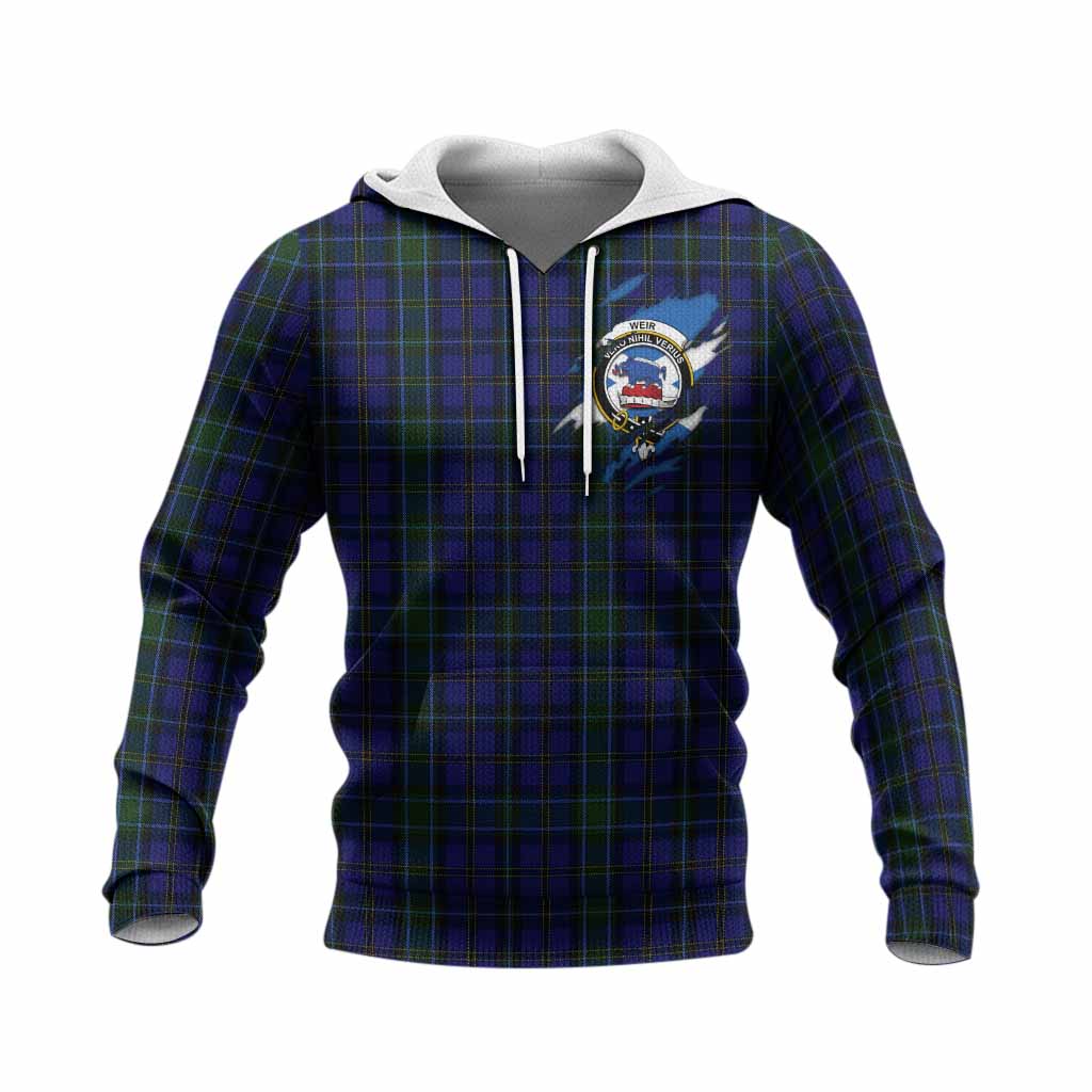 Weir Clan Crest In Me Tartan Knitted Hoodie Scotland Flag Style