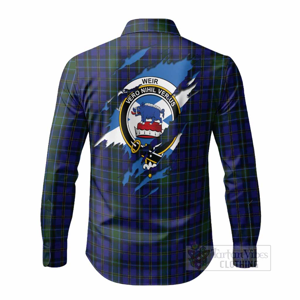 Weir Clan Crest In Me Tartan Long Sleeve Button Shirts Scotland Flag Style