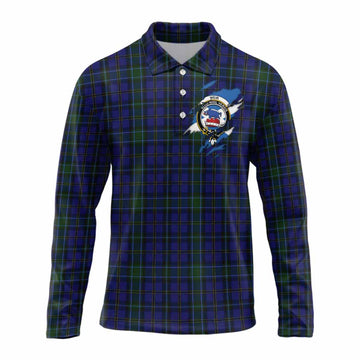 Weir Clan Crest In Me Tartan Long Sleeve Polo Shirt Scotland Flag Style