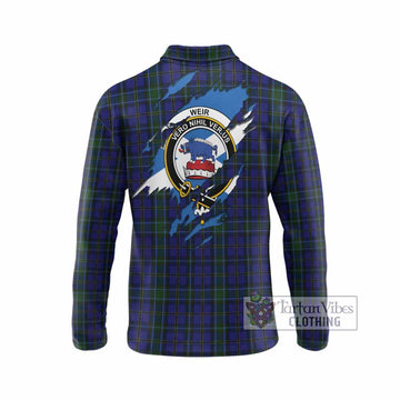 Weir Clan Crest In Me Tartan Long Sleeve Polo Shirt Scotland Flag Style