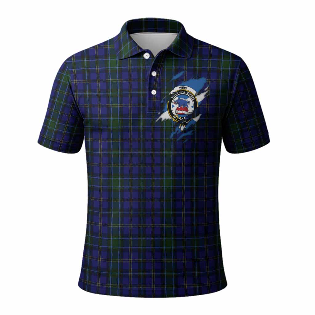 Weir Clan Crest In Me Tartan Polo Shirt Scotland Flag Style