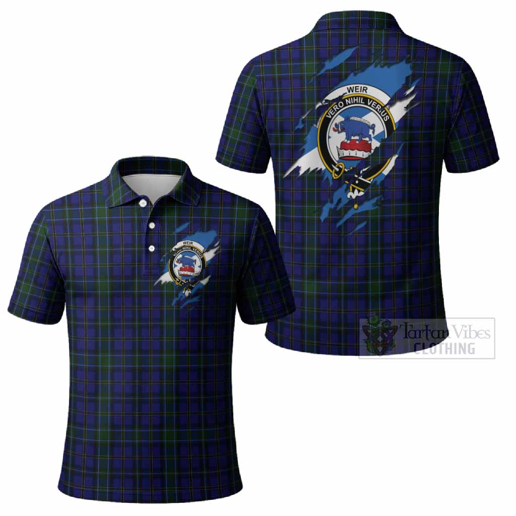 Weir Clan Crest In Me Tartan Polo Shirt Scotland Flag Style